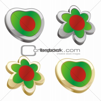 bangladesh flag in heart and flower shape