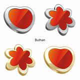buthan flag in heart and flower shape
