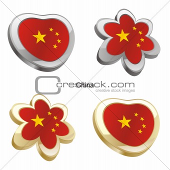 china flag in heart and flower shape