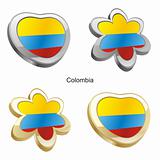 columbia flag in heart and flower shape