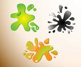 Set of glossy vector ink stains