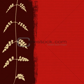 white foliage silhouette on red background