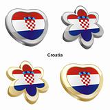 croatia flag in heart and flower shape