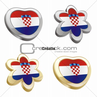 croatia flag in heart and flower shape