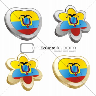 ecuador flag in heart and flower shape