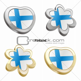 finland flag in heart and flower shape