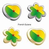 french guiana flag in heart and flower shape