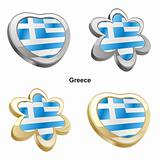 greece flag in heart and flower shape