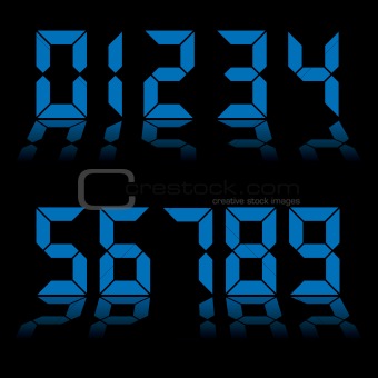 digital numbers clock blue