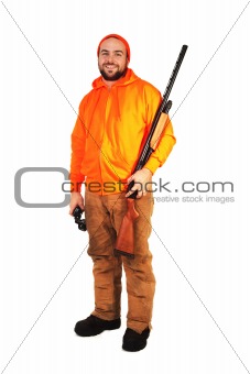 Hunter With Shotgun and Binoculars
