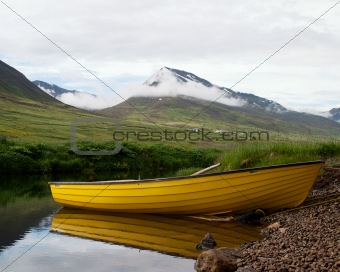 Yellow Row Boat Landscape
