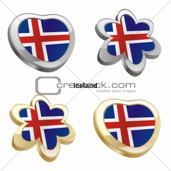 iceland flag in heart and flower shape