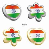 india flag in heart and flower shape