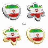 iran flag in heart and flower shape