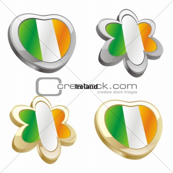 ireland flag in heart and flower shape
