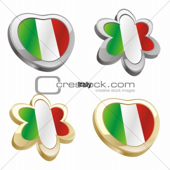 italy flag in heart and flower shape