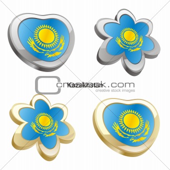 kazakhstan flag in heart and flower shape