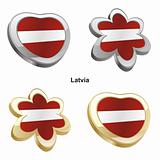 latvia flag in heart and flower shape