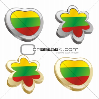 lithuania flag in heart and flower shape