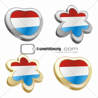 luxembourg flag in heart and flower shape