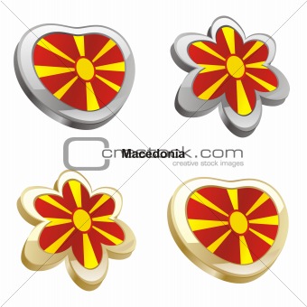 macedonia flag in heart and flower shape