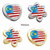malaysia flag in heart and flower shape