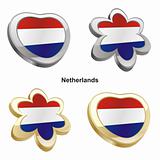 netherlands flag in heart and flower shape