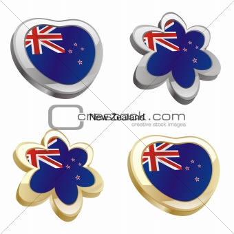 new zealand flag in heart and flower shape