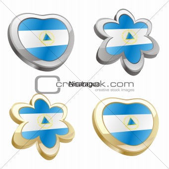 nicaragua flag in heart and flower shape