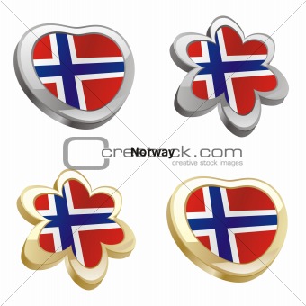 norway flag in heart and flower shape