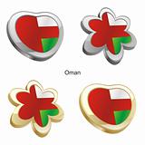 oman flag in heart and flower shape