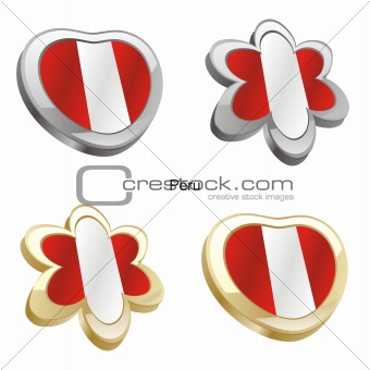 peru flag in heart and flower shape