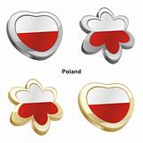 poland flag in heart and flower shape