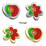 portugal flag in heart and flower shape