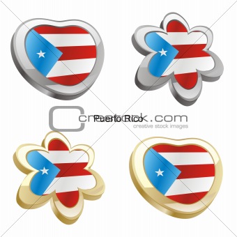 puerto rico flag in heart and flower shape
