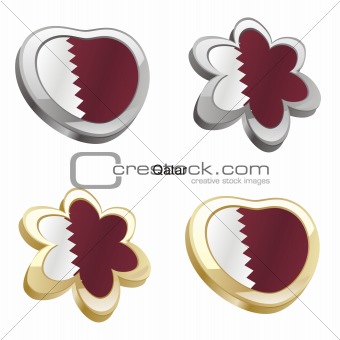 qatar flag in heart and flower shape