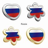 russia flag in heart and flower shape