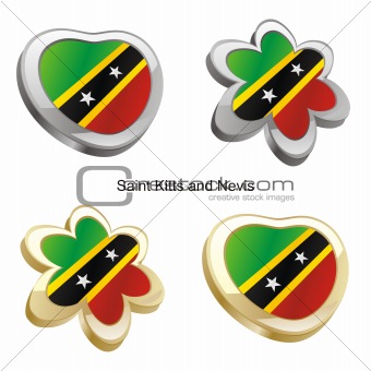 saint kitts and nevis flag in heart and flower shape