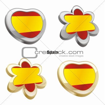 spain flag in heart and flower shape