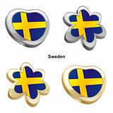 sweden flag in heart and flower shape