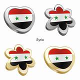 syria flag in heart and flower shape