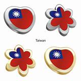 taiwan flag in heart and flower shape
