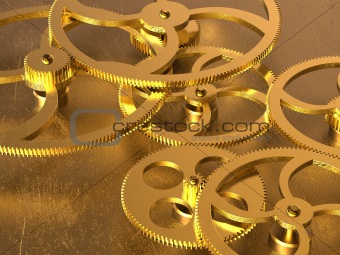 Golden gears background