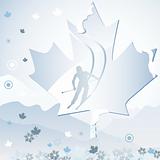 Canadian maple leaf skier