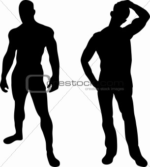 2 sexy men silhouettes on white background