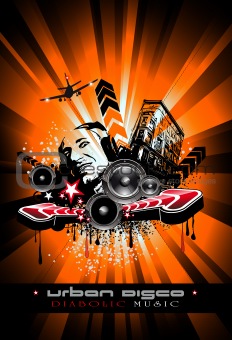 Music Event Background with Crazy DJ Shape for Disco Flyers