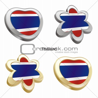 thailand flag in heart and flower shape