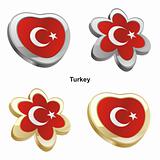 turkey flag in heart and flower shape
