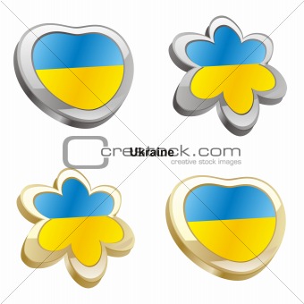 ukraine flag in heart and flower shape