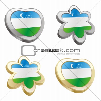 uzbekistan flag in heart and flower shape